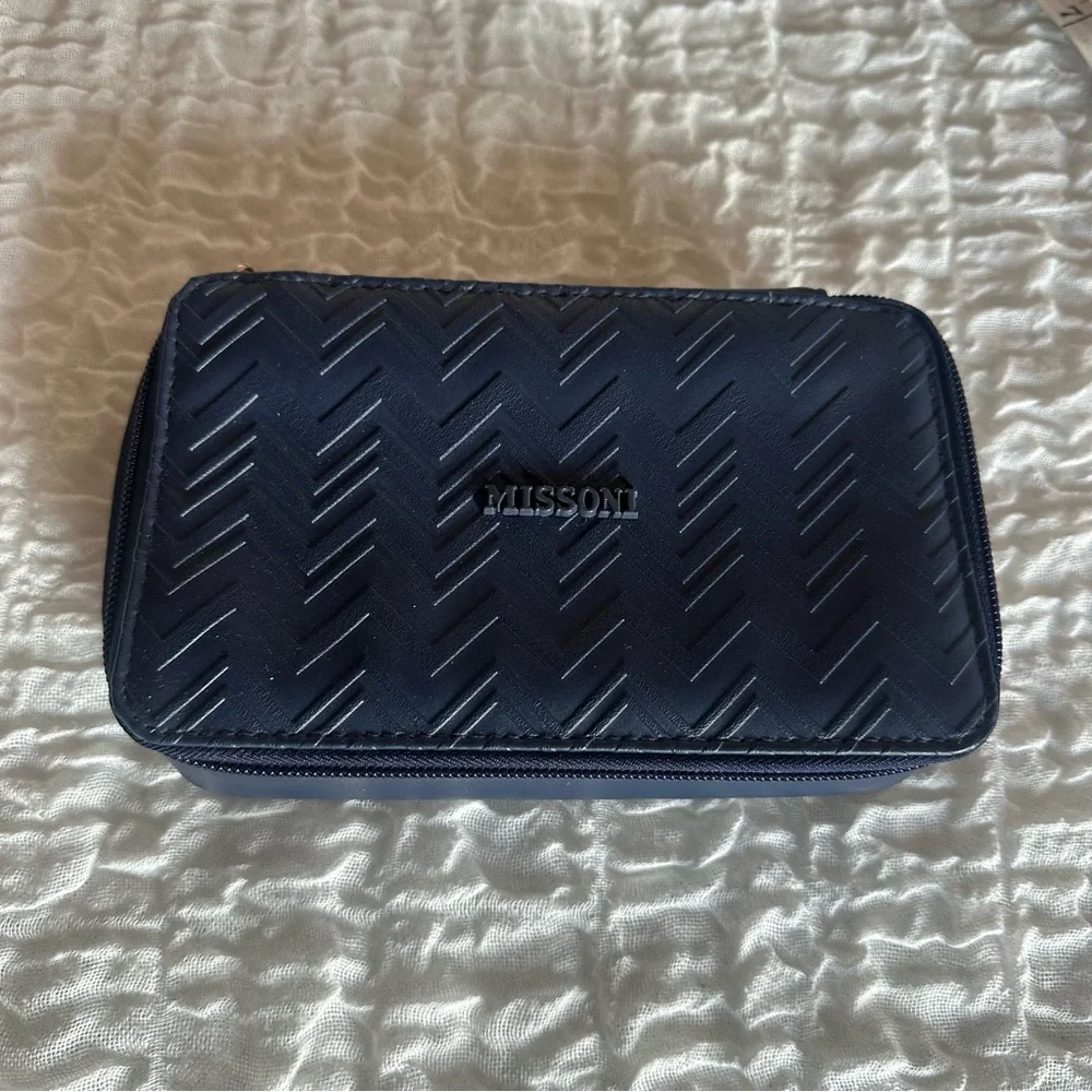 Missoni Delta Amenity Kit Cosmetic Bag Navy Travel Pouch Toiletry Case